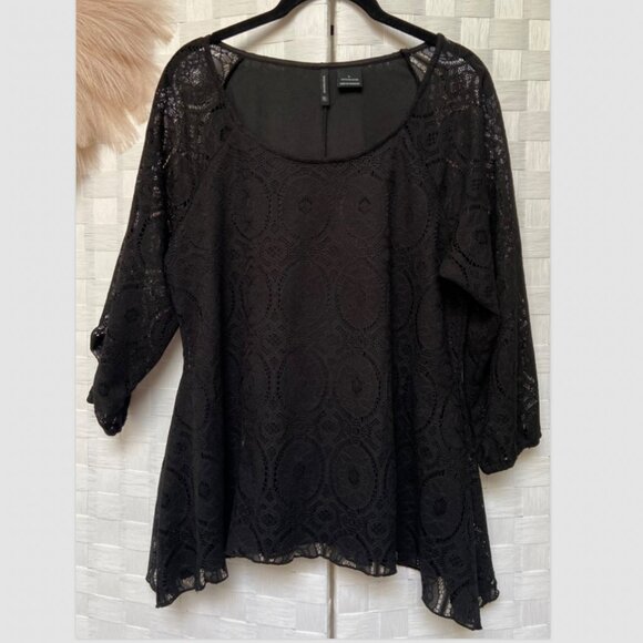 New Directions Black Lace Lined Top Size L - Picture 1 of 5